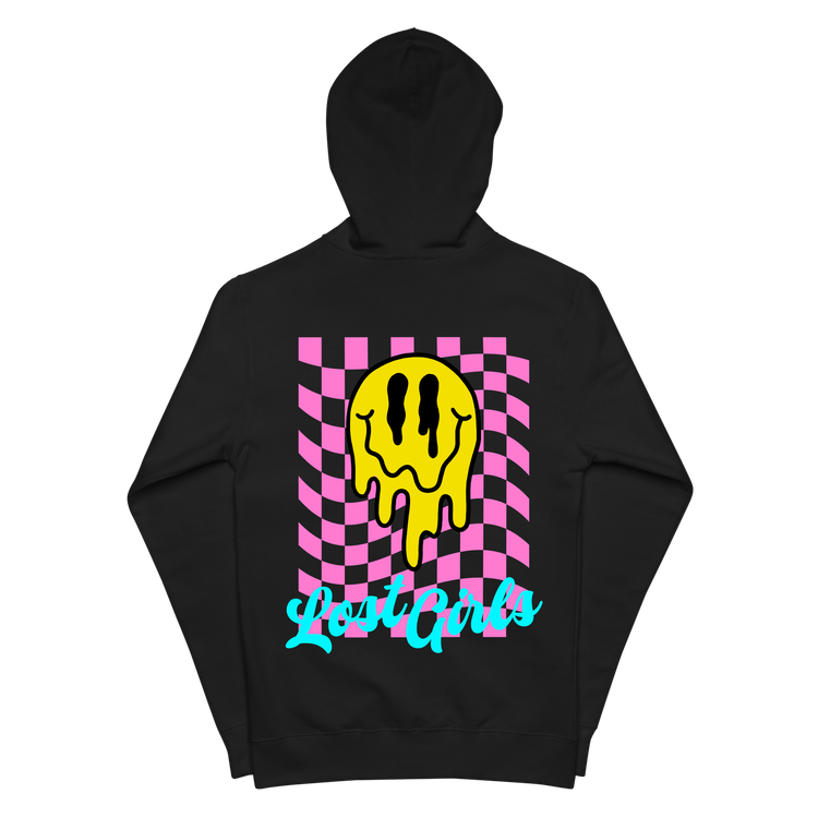 "Lost Girls" Checkered Zip Up Hoodie