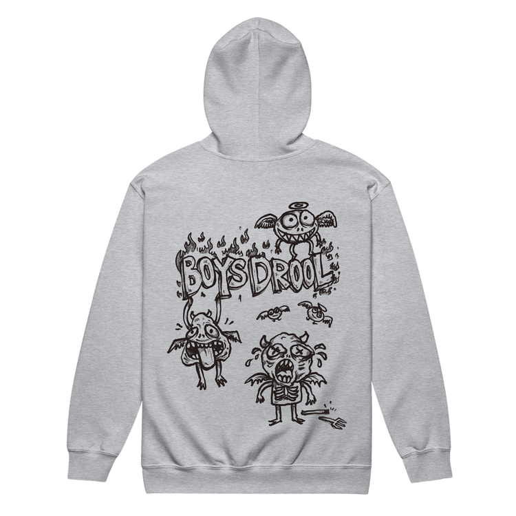 "Boys Drool" Grey Zip-Up Hoodie