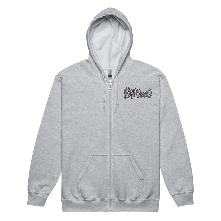 "Boys Drool" Grey Zip-Up Hoodie