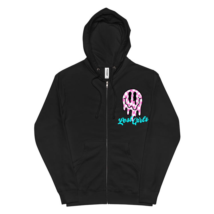 "Lost Girls" Checkered Zip Up Hoodie